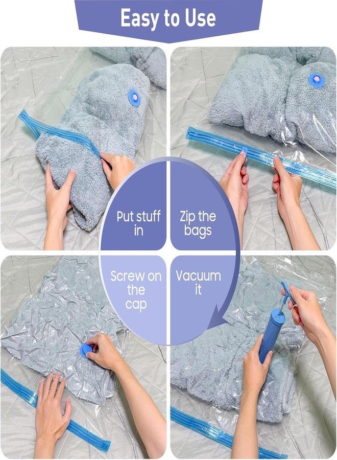 LUXJET 10 Pack Large Vacuum Storage Bags with Hand Pump, 80% Storage Space Saving, Sturdy Leak-Free Space Saver Vacuum Seal Bags for Clothing, Vacuum Compression Bags for Travel Lugggage - Image 5